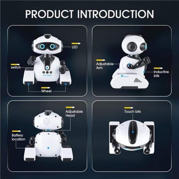 Robots Toys for Kids, Remote Control Robot Toys with Music and LED Eyes (White) - Picture 6 of 6